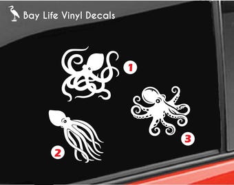 Octopus Vinyl Decal, Ocean Creatures Octopus Sea Mollusk Coral Sticker
