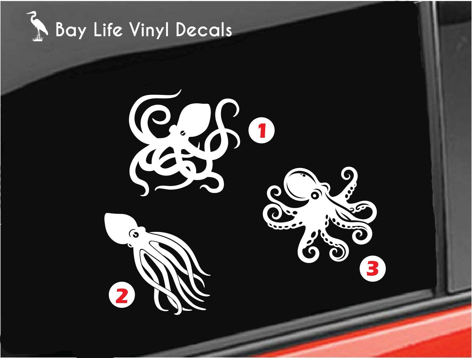 Octopus Vinyl Decal, Ocean Creatures Octopus Coral Sticker - Etsy