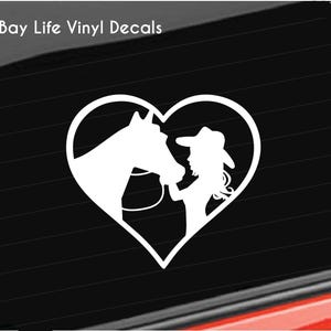 Horse Vinyl Decal, Cow Girl with Horse Decal, Horse Heart Decal Home/Laptop/Computer/Truck/Tumbler/Car/Tumbler Sticker Decal
