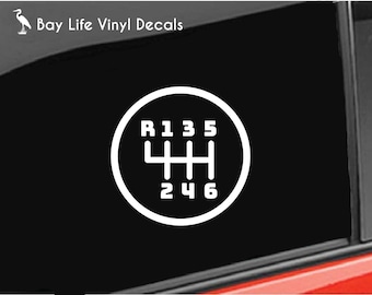 6 Speed Gear Vinyl Decal, Hot Rod Stick Shift Manual Car Decal/Truck/Laptop/Computer/Phone/Home Tumbler/Car Window Vinyl Decal