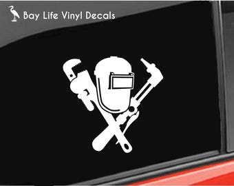 Welder Mask and Tools Vinyl Decal, Metalworker Sticker, Occupation Decal
