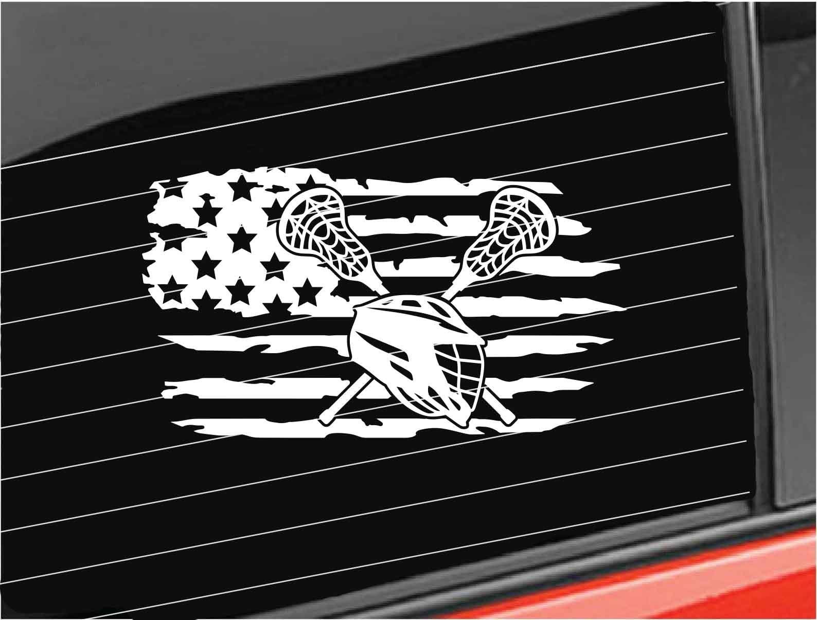 Lacrosse Vinyl Decal, Distressed America Flag Lacrosse Decal, Lax  Home/laptop/computer/truck/car Bumper Sticker Decal 