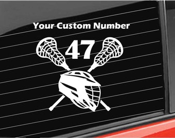 Lacrosse Custom Number Vinyl Decal, Personalized Lax Decal, Lax Sticks Decal, Sports Lacrosse Home/Laptop/Computer/Truck/Helmet Decal