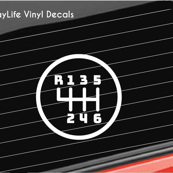 6 Speed Gear Vinyl Decal, Stick Shift Manual Car Decal Car/Truck/Laptop/Computer/Phone/Home Decor/Bumper Sticker Vinyl Decal