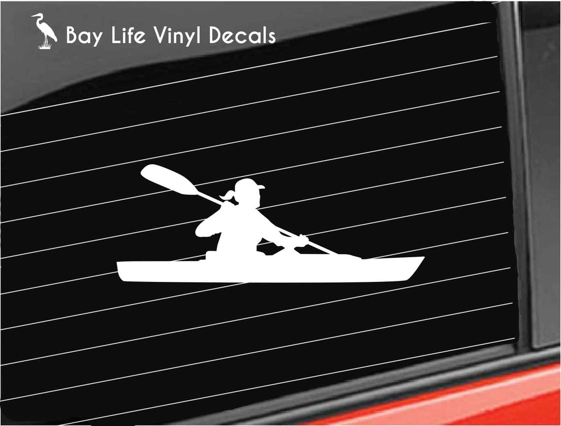 Kayak Paddling Vinyl Decal Woman Kayak Fishing Vinyl Decal Etsy