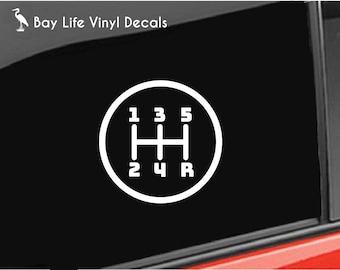 5 Speed Gear Vinyl Decal, Stick Shift Manual Car Decal Car/Truck/Laptop/Computer/Phone/Home Tumbler/Car Window Vinyl Decal