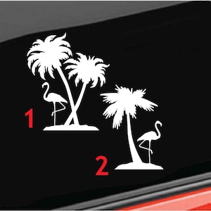 Flamingo Palm Trees Vinyl Decal, Palm Trees Vinyl  Decal, Flamingo Decal Car/Truck/Home/Laptop/Computer/Phone Decal