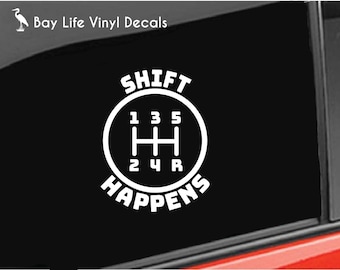 5 Speed Gear Vinyl Decal, Stick Shift Manual Car Decal Car/Truck/Laptop/Computer/Phone/Home Decor/Bumper Sticker Vinyl Decal