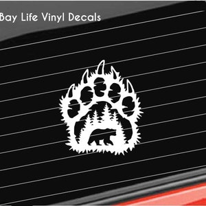 Bear Paw Mountain Decal, Bear Paw Forest Sticker, Mountains Forest Bear Home/Laptop/Computer/Truck/Tumbler/Car Bumper Sticker Decal