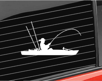 Kayak Fishing Vinyl Decal, Woman Kayak Fishing Vinyl Decal, Kayak Girl Fishing Decal Home/Laptop/Computer/Truck/Car Bumper Sticker