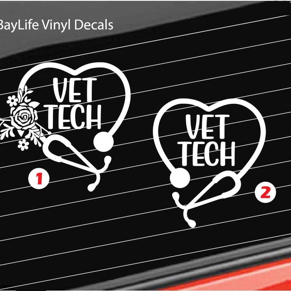 Veterinary Technician Vinyl Decal, Vet Tech Stethoscope Heart, Wall Vinyl Decal, Veterinary Tec Home/Laptop/Computer/Truck/Sticker Decal