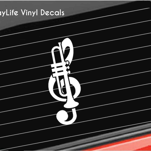 Trumpet Player Vinyl Decal, Music Trumpet Drums Decal, Music Note Trumpet Sticker Home/Laptop/Computer/Truck/Car Bumper Sticker Decal