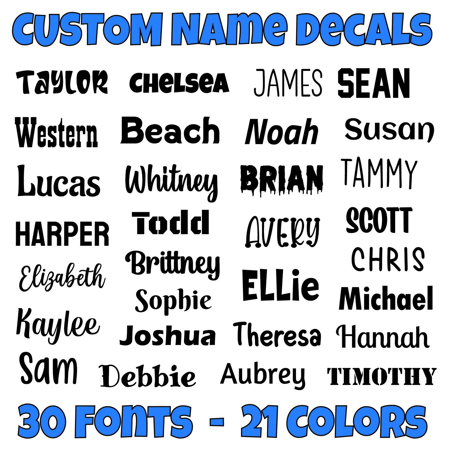 Custom Name Vinyl Decal – Personalized Text Sticker For Car, Laptop, Tumbler (100+ Fonts)