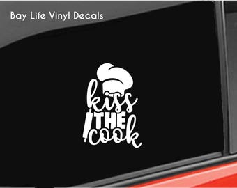 Kitchen Decal, Kiss The Cook Vinyl Decal, Kitchen Decal, Home Cooking Kitchen Sticker