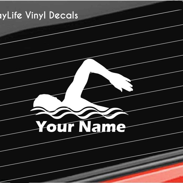 Swimmer Vinyl Decal, Swimmer Custom Name Decal Car/Truck/Home/Laptop/Computer/Tumbler/Phone Decal