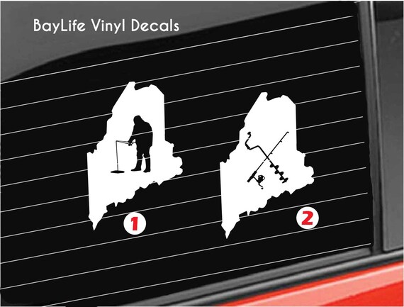 Maine State Ice Fishing Vinyl Decal, Ice Fishing Vinyl Decal, Maine Ice  Fishing Decal Home/Laptop/Computer/Truck/Car Bumper Sticker Decal