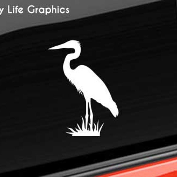 Blue Heron Vinyl Decal, Lake Pond Blue Heron Bird Vinyl Decal Car/Truck/Home/Laptop/Computer/Phone Decal