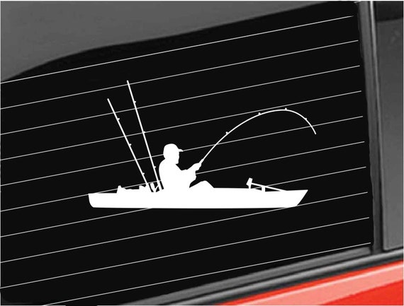 Kayak Fishing Vinyl Decal, Guy Fisherman Vinyl Decal, Kayak Guy Fishing  Decal Home/Laptop/Computer/Truck/Car Bumper Sticker Decal