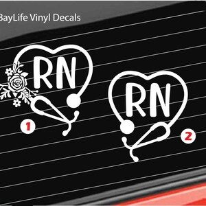 RN Nurse Decal, Registered Nurse Stethoscope Wall Vinyl Decal, Registered Nurse Home/Laptop/Computer/Truck/Car/Tumbler Sticker Decal