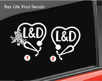 L&D Nurse Vinyl Decal, Labor and Delivery Stethoscope Sticker