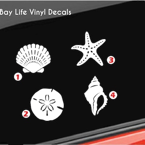 Sea Shells Vinyl Decal, Ocean Sand Dollar Conch Starfish Clam Beach Sea Shells Decal Car/Truck/Home/Laptop/Computer/Tumbler