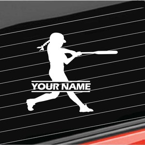 Women Softball Vinyl Decal, Custom Name Softball Decal for Women, Car/Truck/Home/Laptop/Computer/Phone Decal