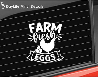 Farm Eggs Vinyl Decal, Farm Fresh Eggs Decal, Farm Hen Home/Laptop/Computer/Truck/Car Bumper Sticker Decal