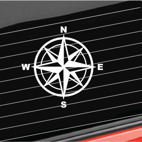 Compass Vinyl Decal, Compass Rose Decal, Nautical Compass Vinyl Decal Car/Truck/Home/Laptop/Computer/Phone Decal