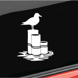 Seagulls Vinyl Decal, Ocean Scene Beach Seagull on Piling Vinyl, Ocean Seagulls Decal Car/Truck/Home/Laptop/Tumbler Computer/Phone Decal