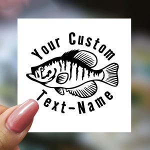 Custom Name Crappie Fishing Decal, Slab Crappie Fishing Vinyl Decal, Custom Lake River Reservoir Fishing Decal image 2