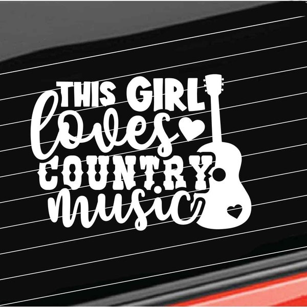 Country Music Decal | This Girl Loves Country Music Vinyl Decal  | Country Vinyl Decal Home/Laptop/Computer/Truck/Car Bumper Sticker Decal