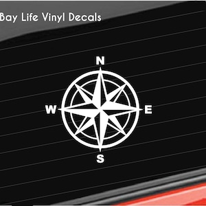 Compass Vinyl Decal, Compass Rose Decal, Nautical Compass Vinyl Decal Car/Truck/Home/Laptop/Computer/Phone Decal
