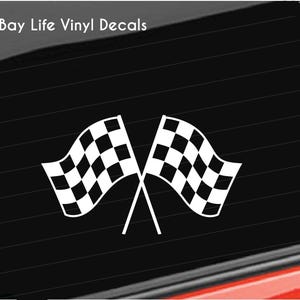 Checkered Racing Flags Vinyl Decal, Racing Flag Decal, Racing Decal Home/Laptop/Computer/Truck/Tumbler/Car/Tumbler Bumper Sticker Decal