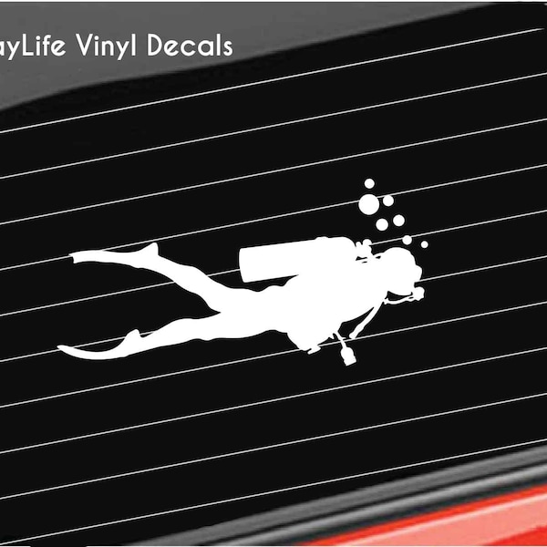 Scuba Diver Vinyl Decal | Scuba Diving Sticker Decal, Snorkeling Decal Car/Truck/Home/Laptop/Computer/Phone Decal