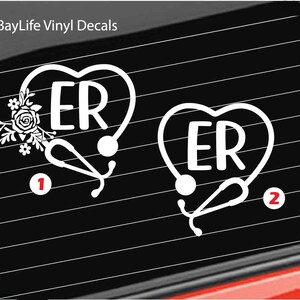 ER Nurse Vinyl Decal, Emergency Room Nurse Stethoscope Vinyl Decal, ER Stethoscope Nurse Medical Vinyl Decal