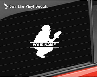 Women Softball Vinyl Decal, Custom Name Softball Catcher Decal for Women, Car/Truck/Tumbler/Home/Laptop/Computer/Phone Decal