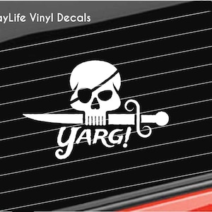 Pirate Vinyl Decal, Yarg! Pirate with a Sword, Pirates Sticker Home/Laptop/Computer/Truck/Tumbler/Car Bumper Sticker Decal