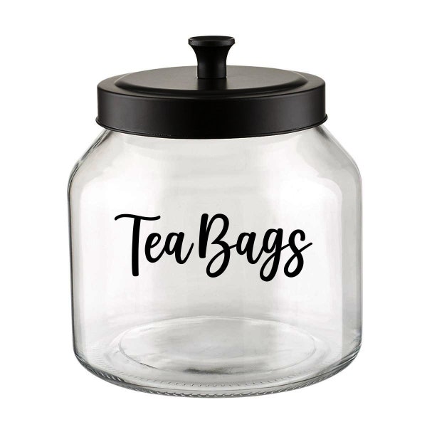 Tea Bags Label, Kitchen Tea Bags Vinyl Decal, Kitchen Pantry Stickers, Kitchen Organization Labels