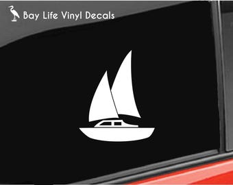Sailboat Vinyl Decal, Sailing Boating Sticker