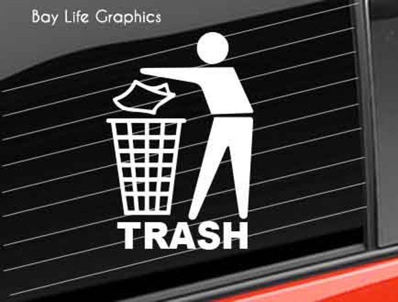Trash Can Decal Trash Recycle Vinyl Decal Trash Wall Vinyl Etsy