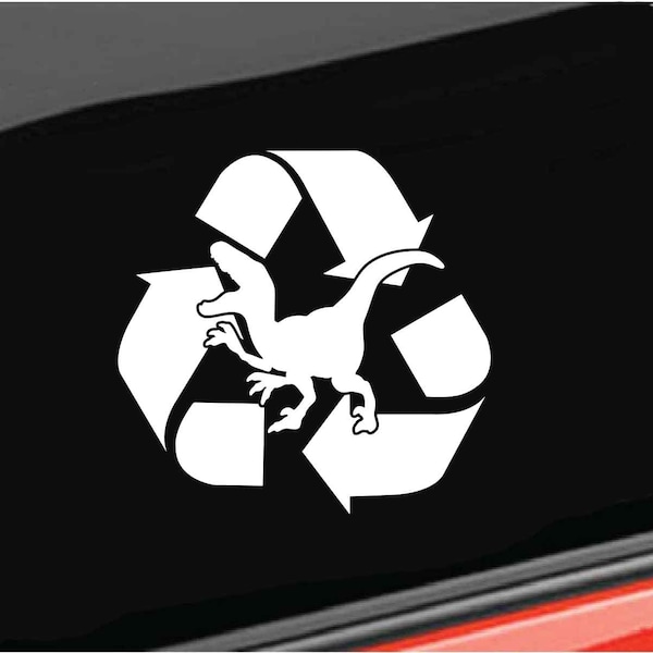 Fueled by Recycled Dinosaurs Vinyl Decal, Recycle Dino Fuel Decal, Di Cut Decal - Car/Truck/Home/Laptop/Computer/Phone Decal