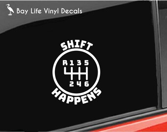 thumbnail image 2 of Manual Shift 6 Speed Domed Chrome Emblem Decal – Black Background – 2" X 2.25" – Glossy 2 of 3