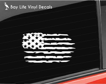 American Flag Vinyl Decal, Distressed America Flag Sticker