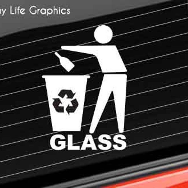 Recycle Glass Vinyl Decal, Recycle Glass Trash Can Decal,  Glass Recycle Trash Home/Laptop/Computer/Truck/Car Bumper Sticker Decal