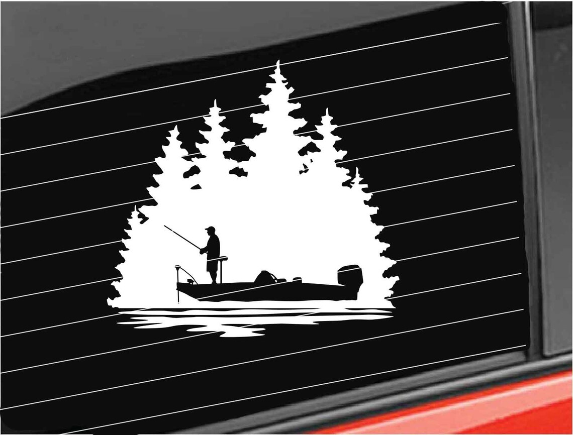 Bass Boat Vinyl Decal Bass Fisherman Decal Bass Boat Woods Etsy