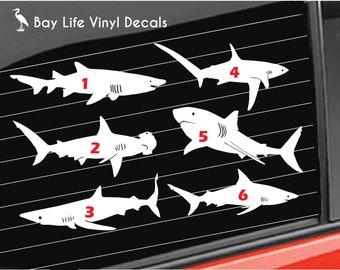Vinilo decorativo de tiburón, varios diseños de tiburones, vinilo decorativo de tiburón nadando para pared, vinilo decorativo de tiburón oceánico para el hogar/portátil/ordenador/camión/coche