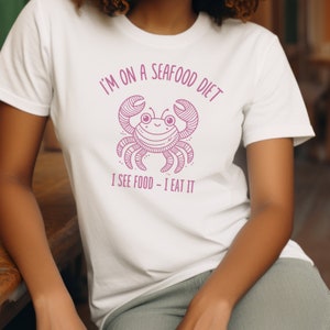 Seafood diet retro shirt, seafood crab retro tee, seafood diet funny shirt, seafood I see food I eat it shirt, seafood humor vintage shirt