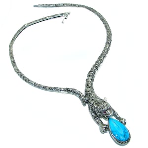 La panthere Turquoise .925 Sterling Silver handcrafted SPECTACULAR necklace