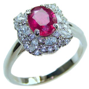Large Ruby Sterling Silver Ring Handcrafted Gemstone Statement Red Jewelry size 6 3 4 Unique Gift for Her