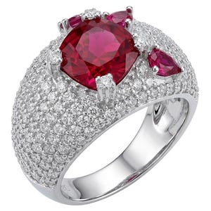 Scarlett Mozambique Ruby Statement Ring in 925 Sterling Silver size 8 Bold Red Gemstone Jewelry